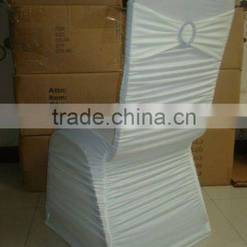 Beautiful white shirred/pleated spandex chair cover with spandex band