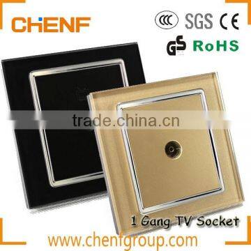 Cheaper High Quality Glass Panel 1 Gang Wall Mounted TV Television Socket