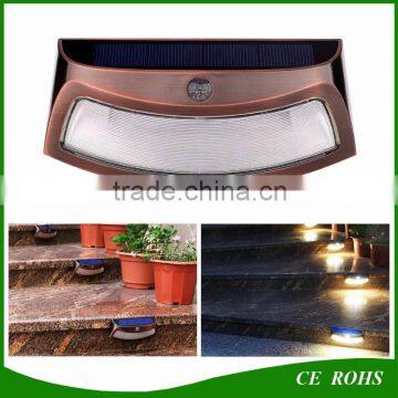 New arrival solar outdoor 8led wall light garden stair safety PIR motion sensor dim solar powered lighting