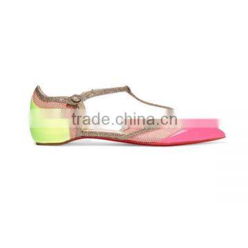 Women T-strap Ballerina Shoe Leather Handmade Factory Price In2016 Latest Fashion