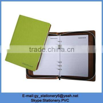 High quality custom 6 ring PU leather a4 ring binder notebook