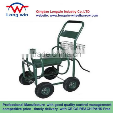 Metal Four Wheel Garden Watering Hose Reel Cart