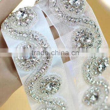 Elegant Graceful Crystal Beaded Bridal Sash Belt for Wedding Dress photo-4