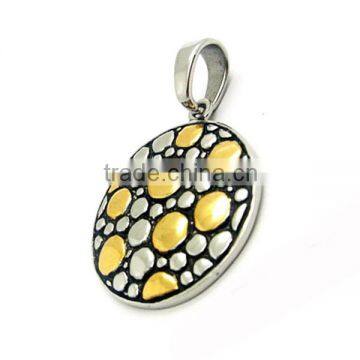 China factory IPG two tone round shaped custom 316l stainless steel jewelry pendant wholesale manufacturer LP3347