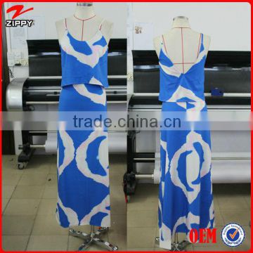 New arrival royal blue and white women maxi dresses party wear, tie dye maxi long party dress for women 2016 australia style