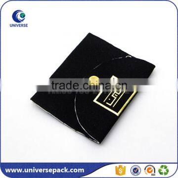 Luxury button closure black suede pouch bags with stamping logo                        
                                                                                Supplier's Choice