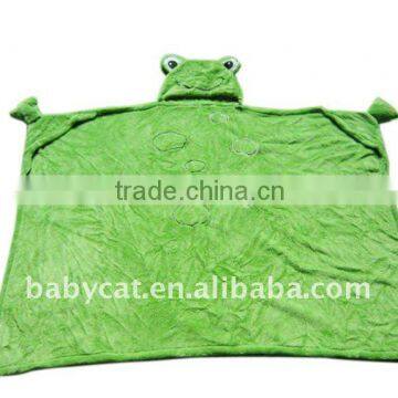 Supe soft frog baby blanket with hood for promotion