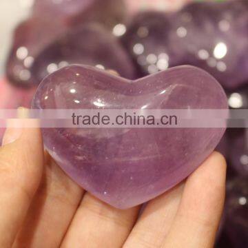 Natural Carved Amethyst Heart Shape Quartz Crystal Stone Hearts for Gift photo-2
