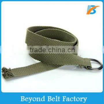 Jeans' Polyester Webbing Canvas Belt with D-ring Closure and Tassel End