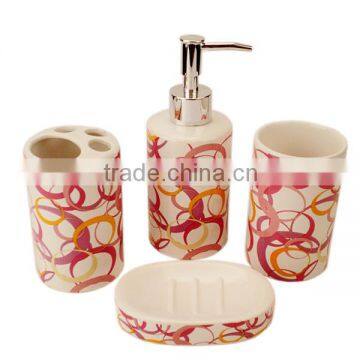 Colourful 4pcs Ceramic Bathroom Accessory Set photo-4
