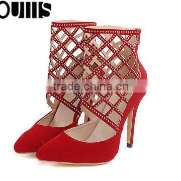 CX164 women sueded rhinestone high heel dress shoe