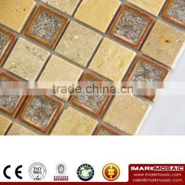 Imark Random Mix Color Backsplash Tile Crackle Glazed Ceramic Tile Mosaic Pattern For Bathroom Wall Tile