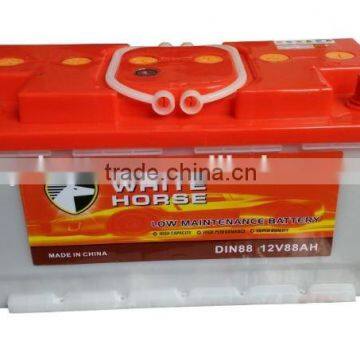 High quality 12V Dry charged starting car battery DIN88 12V 88AH