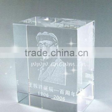 3D Image Crystal Glass Souvenir For Personal Award