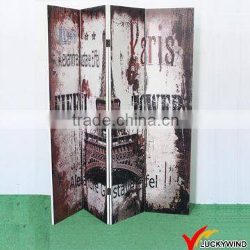 "Paris" Vintage 4 Panel Folding Room Divider Partition