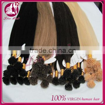 Wholesale top quality 6A brazilian virgin human 10-30 inch i tip hair extension Lowest Price