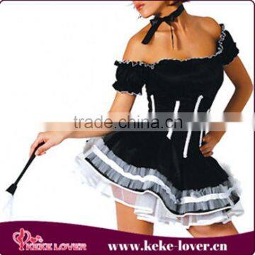 New arrival sexy strapless costumes black and white costumes for ladies cute tutu costumes hot sale