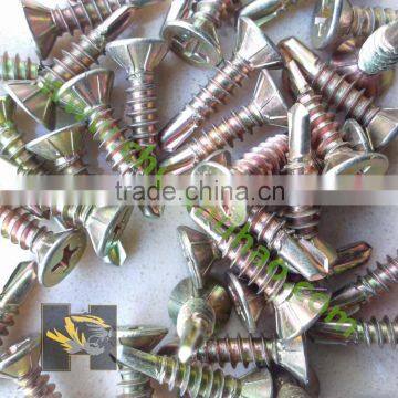 yellow coated double csk head self drilling screw