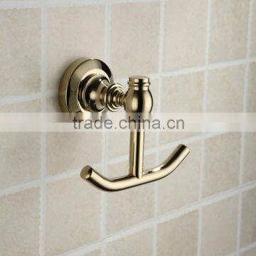 2014 Royal Style Golden Brass Robe Hook, Clothes Dual Hooks for Bathroom accessories