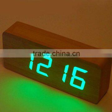 LED wooden clock with alarm date temperature table wood clock