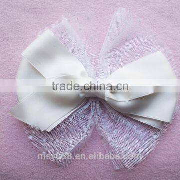 Pre-tied bows with elastic band organza ribbon bow for gift packing packing satin bow purple ribbon bows