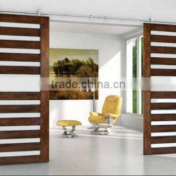 mahogany wooden sliding door with wooden strip pocket door