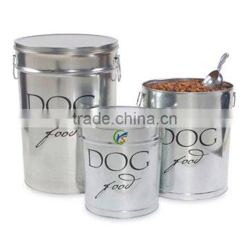 Hot Sale Silver Colored Metal Dog Food Storage Canisters