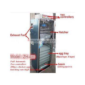 high quality egg incubator 480 eggs with two controller /commercial quail incubator