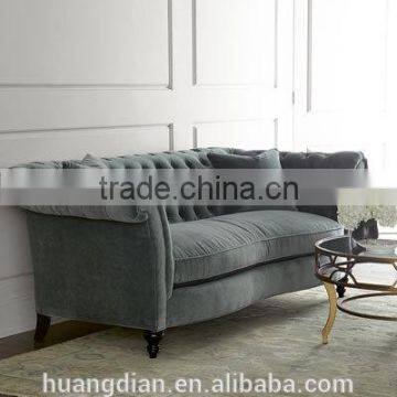 Foshan custom made funiture modern velvet fabric living room handcrafted tufted sofa