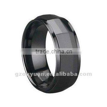 Ceramic Black Faceted Mens Wedding Ring, Hot Sell Wedding Band Ceramic Ring