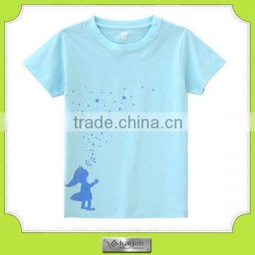 2015 100% cotton simple designs blue t-shirts for kids