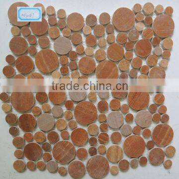 round shape wood mosaic tile