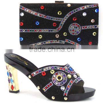 Classical high heel shoes mix hand made rhinestone bag italian designer shoes and bags