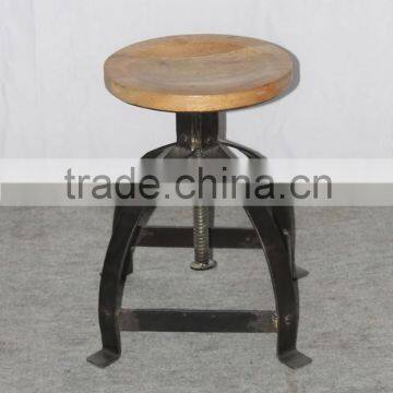 Industrial Iron Wood Stool