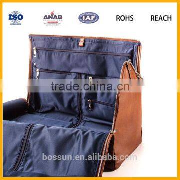 High Quality Foldable Business Travel Garment Bag,Leather Hanging Garment Bag