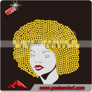 Shining Crystal Rhinestones -Afro Girl Rhinestone Transfer