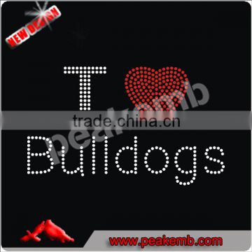 Beautiful I love bulldogs crystal rhinestone trim for t shirts