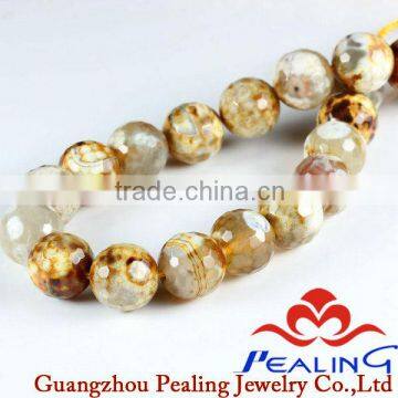 Round Ball Faceted Natural Agate Fire Gemstone Beads