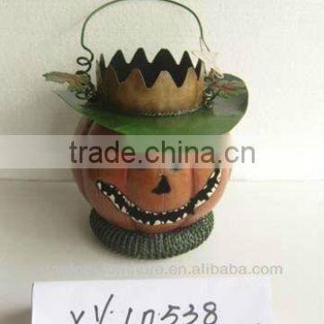 Thanksgiving Day Halloween Jack O Lantern Pumpkin Design Outdoor Decoration Metal Lantern Candle Holder