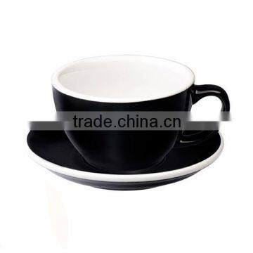 300ml 10.5oz black color glazed ceramic coffee tea cups and saucers sets