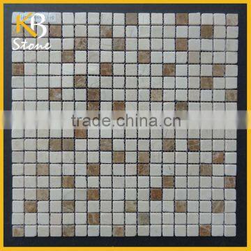 White aquare marble mosaic tiles, Beige polished mosaic tile