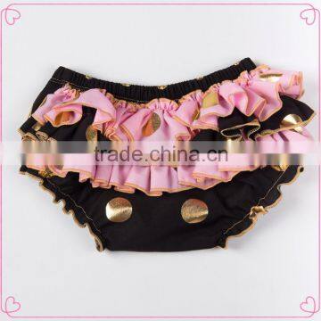 Baby New Design Ruffle Pants Baby Panties Bloomer Wholesale Price Gold Polka Dot Design photo-5