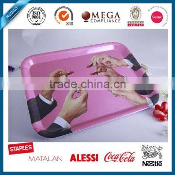 Creative design rectangular anti-slip melamine serving tray,designer food serving trays