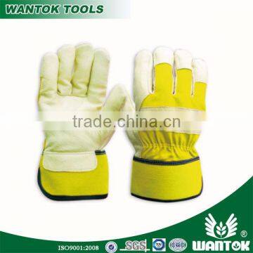 GL035 10.5" yellow pig grain leather work glove