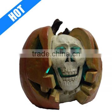 11inch lighted skull hand painted resin halloween decoration pumpkin