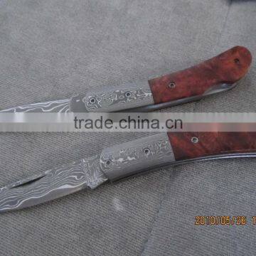 High Quality Damascus Folding Pocket Knife Collection Knife with Natural Abalone Shell Handle