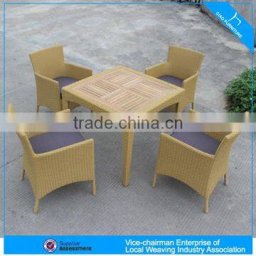 4 seat rattan outdoor dining set with teakwood (807+8004AC)