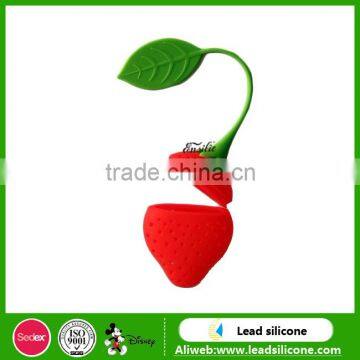 Customizable Eco-friendly Reusable Strawberry Shape Silicone Tea Infuser Unique Design Silicone Tea Infuser