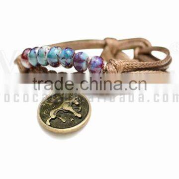 Handmade Wax Wire Ceramic Bead Bracelet photo-2