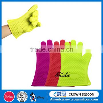 Low MOQ silicone heat resistant gloves/silicone oven mitts for oven cooking/silicone bbq baking gloves